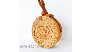 Circle Rattan Bali Beach Sling Bags Desaign Unique Handwoven